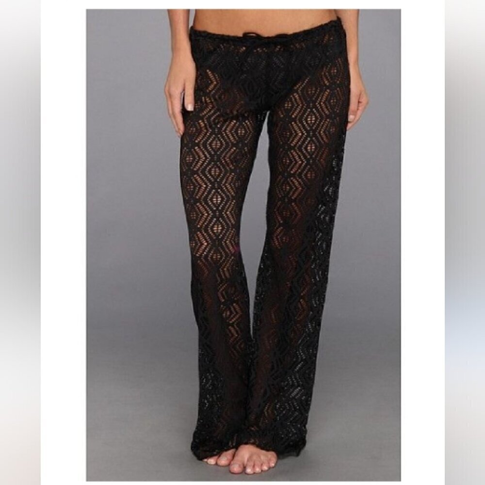 BECCA swim cover up sheer Black Pant Flare Legs
